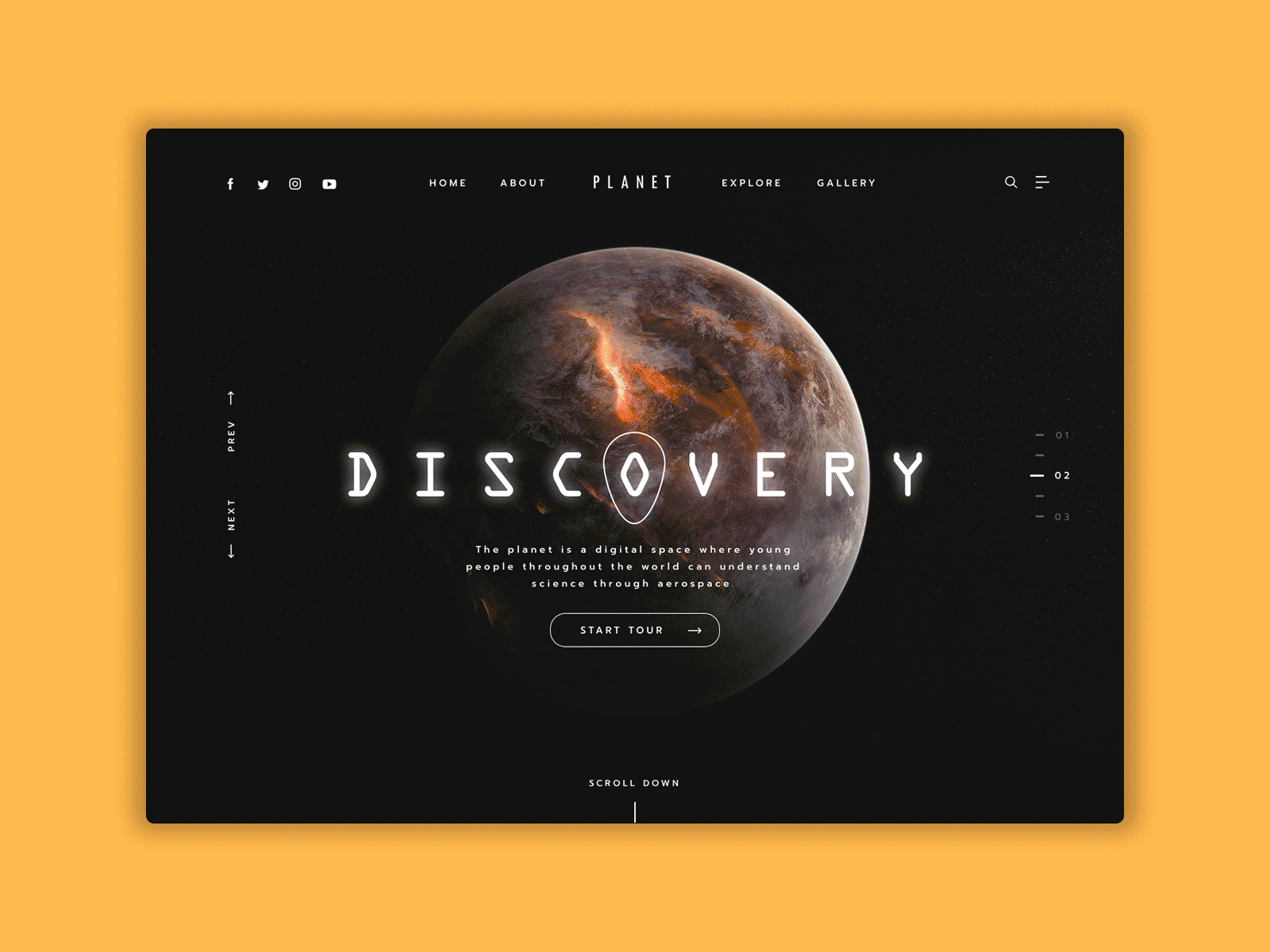 Planet Web Design concept dark design planet space ui universe web design website website design