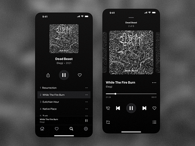 Music Player Mobile App | Black metal app black ios metal mobile music player streaming ui