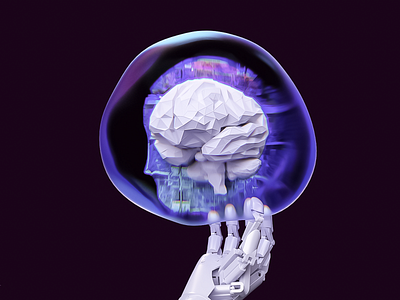 Artificial Brain 3d art ai art artificial intelligence artwork blender brain branding c4d cinema4d illustration logo mind robot
