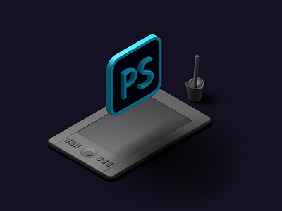 Photoshop and Wacom 3d Illustration 3d anim animation bamboo branding c4d cinema4d icon icon animation illustration isometric logo minimal motion photoshop ui wacom web webdesign website