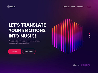 Artificial Intelligence That Creating Music ai animation app artificial intelligence branding c4d cinema4d composer dark gradient illustration interface logo motion music ui ux web webdesign website