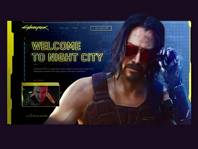 Cyberpunk 2077 cdpr concept creative cyberpunk dailyui design exploration first screen hero image keanu reeves neon site typogaphy ui uiux ux uxdesign web webdesign