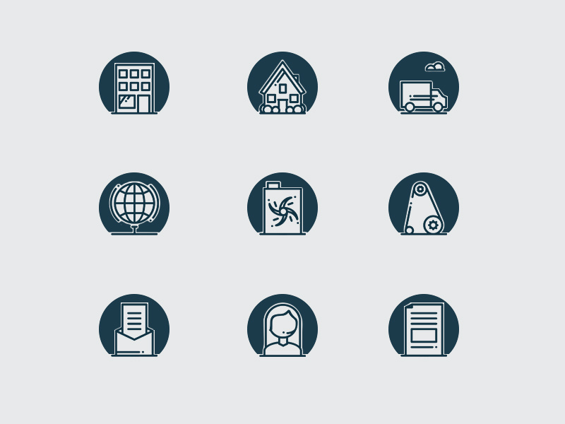 Iconset WIP outlines contact service hotline form delivery car building house icon design icons branding