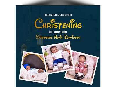Baby christening graphic design