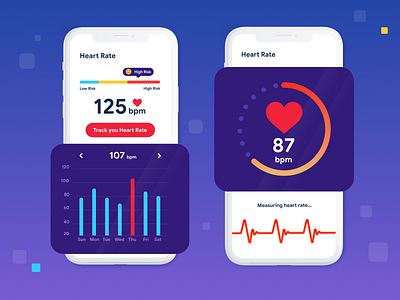 Heart Rate Monitor App cardiology design ekg health heart heart rate measure mobile app rate tracking app ui ux ux ui