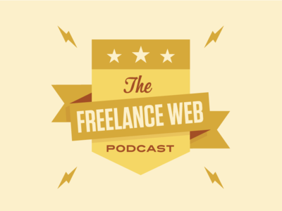 The Freelance Web — Remixed & Remastered logo podcast retro shield type