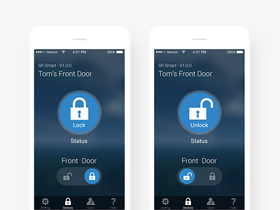 Door Controls App_V2 app button clean control door interface lock mobile ui unlock ux visual