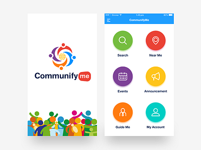 CommunifyMe Mobile App android app communifyme community design interface ios mobile social media ui ux visual