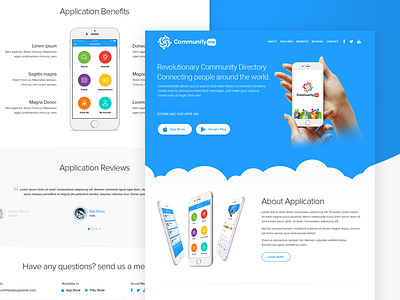 CommunifyMe Landing Page communifyme community creative design flat interface layout social media ui ux visual web