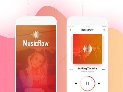 Music App Design - Musicflow app colors flat gradient graphic interface ios music player song ui ux