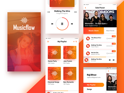 Music App Design - Musicflow app colors flat gradient graphic interface ios music player song ui ux