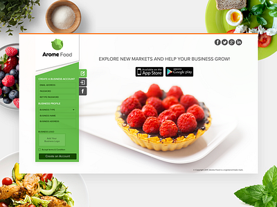 Arome Food Registration branding business food home landing login product registration shop signup ui ux