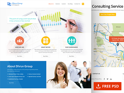 Free PSD - Langing Page business clean companies corporate homepage interaction landing layout page ui ux website