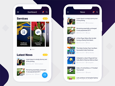 Sport App - iPhone X clear colors dashboard design game graphic interface iphonex news sport ui ux