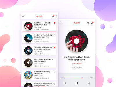 Audio Player UI album app audio clear interface iphonex mobile music player sound ui ux