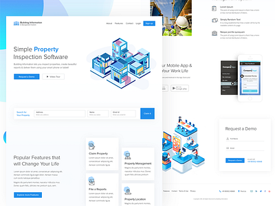 Landing Page Property Inspection building creative homepage illustration layout property template ui user experience user interface ux web design