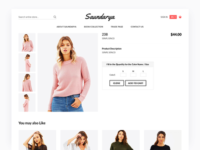 eCommerce Product Detail Saurdarya ecommerce fashion homepage interaction layout product shop store ui ux web design website