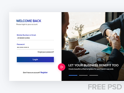 FREE PSD Login & Register clear free layout login page popup psd register ui ux vector web