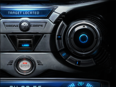 DroneCorps - Helli Ui user interface ipad iphone gui controler helicopter futuristic metalic scott kane