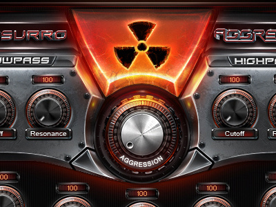 Aggression VSTi audio gui kontakt library metalic modern ui user interface ux vst