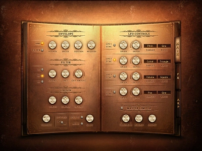 Book of Sounds 2 book book of sounds design gui interface kontakt old plugin ui user interface design vintage vst