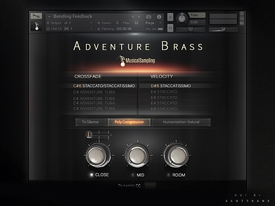 Adventure Brass library Gui design audio epic graphical user interface design gui gui design hi tech kontakt kontakt library ui vst