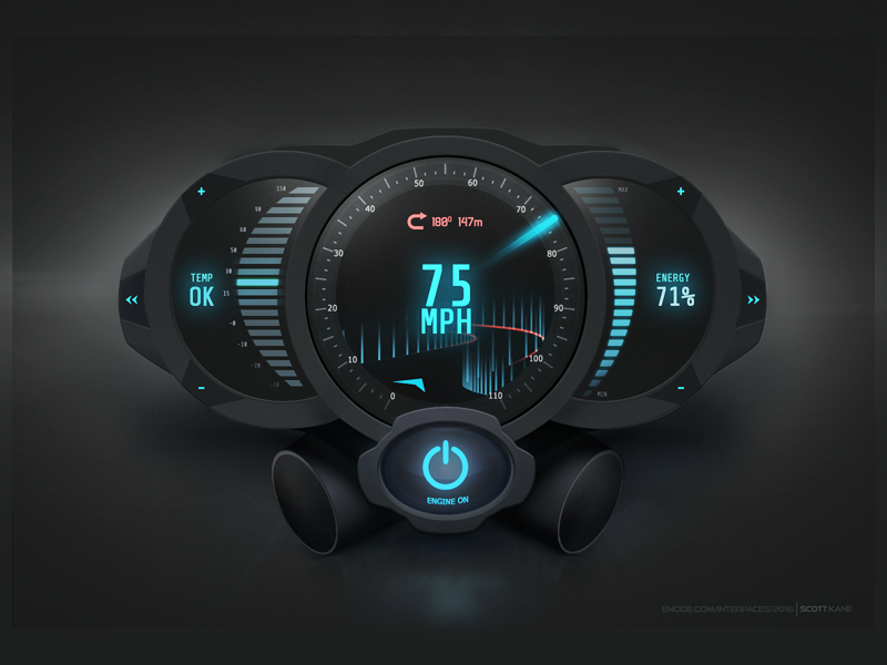 Futuristic Meters Dark User Interface by Scott Kane on Dribbble