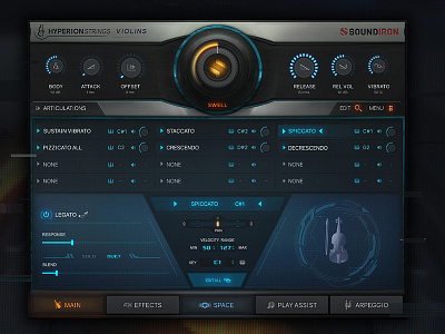 Hyperion Strings Micro VST GUI Design audio design gui hi tech kontakt minimal scifi scott kane ui user interface ux vst