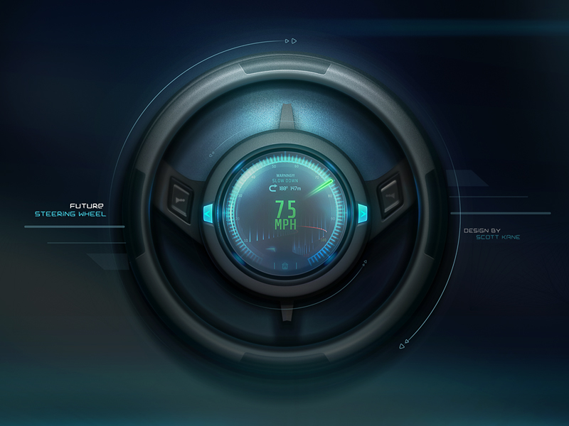 Futuristic Steering Wheel with LCD User Interface by Scott Kane on Dribbble