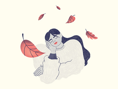 🍂Autumn leaves autumn autumn leaves branding character digital fall illustration leaves procreate sleepy storytelling woman