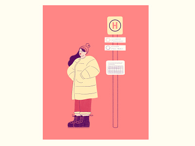 🚌Bus Station berlin branding bus character digital illustration procreate station storytelling waiting woman