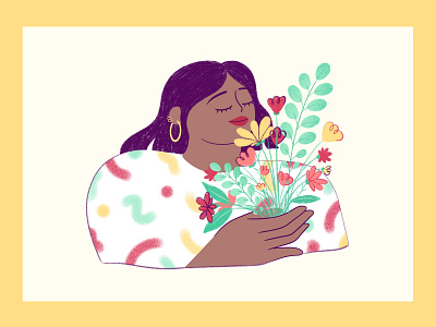 🌷Spring bouquet branding character digital flowers illustration procreate smell spring storytelling woman