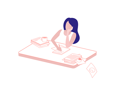 Paperwork 📄 🗃 character desk illustration isometric management mess office paperwork storytelling wip woman work