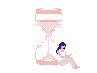 Time flies ⌛️ character hourglass illustration isometric laptop management storytelling time wip woman work