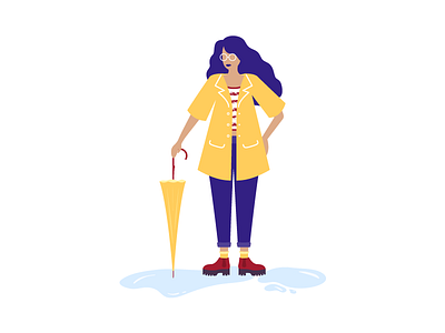 ☔️ Another rainy day boots character coat illustration inspiration isometric rain rainy storytelling stripes umbrella woman