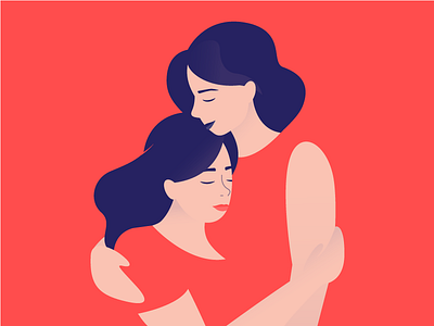 Mother's Day 🤰🏻 character daughter hug illustration illustrator maman mother mothers day negative space storytelling woman