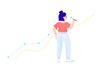 📈 Tracking and Anticipating your Results - SHIFT ambition anticipation branding character charts digital goals illustration management procreate results storytelling track woman work