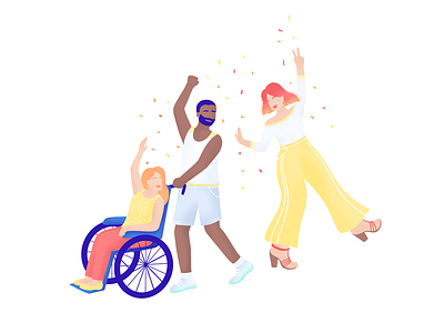 🎉 Celebrating your Accomplishments - SHIFT branding celebrate character digital growth illustration inclusive management management app procreate solidarity storytelling team teamwork wheelchair woman work