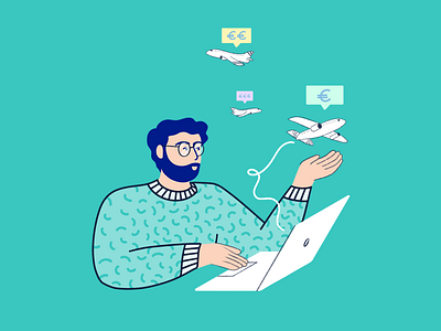 ✈️ Cheap Flights 💸 adventure advice backpackers blog branding character cheap flights illustration procreate storytelling travel