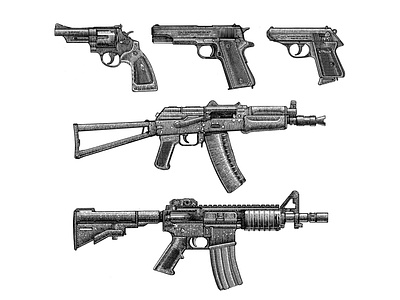 Weapons engrave style illustration