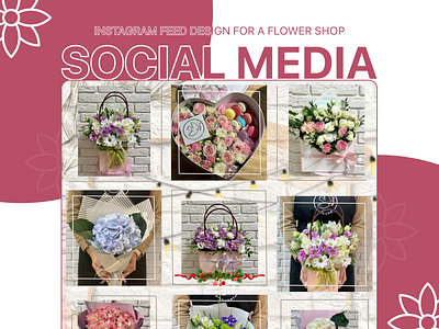 Social media design for a flower shop branding feed flowers graphic design instagram posts shop social media social media design