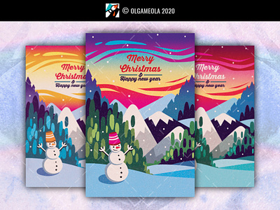 Merry Christmas Greeting Card / Background christmas background christmas card christmas decoration christmas eve christmas flyer christmas gift christmas poster christmas tree december forest greeting card happy holidays happy new year merry christmas mountains santa snow snowman winter landscape xmas