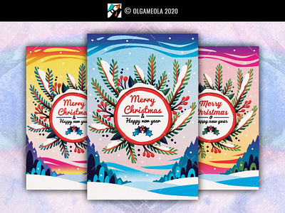 Merry Christmas Greeting Card / Background christmas ball christmas card christmas decorations christmas eve christmas flyer christmas poster christmas tree christmas wreath december gift greeting card happy holidays landscape merry christmas new year new year template santa snow winter xmas