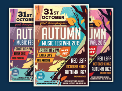 Autumn Music Festival Flyer Template autumn download festival flyer graphic graphicriver music photoshop poster techno template vintage
