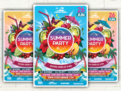 Summer Party Flyer Template beach club disco flyer food graphicriver party pool poster spring summer template