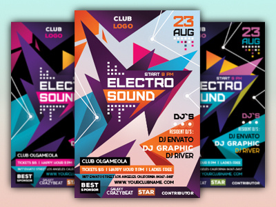 Electro Sound Flyer Template club dance disco dj electro event flyer music party poster sound template