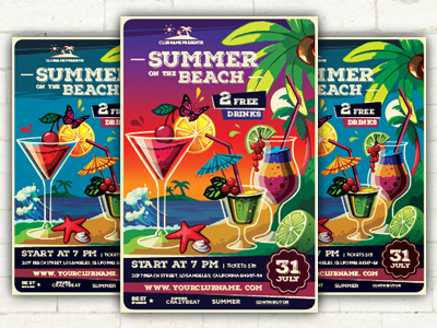 Summer Beach Party Flyer Template beach club disco flyer food graphicriver party pool poster spring summer template