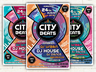 City Beats Flyer Template club dance disco dj event flyer music party poster retro template vintage