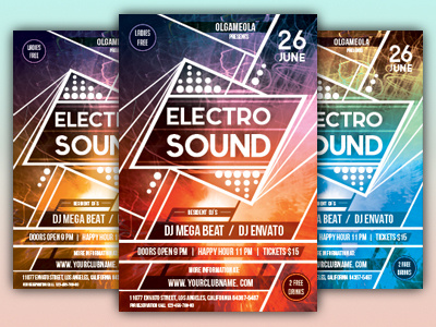 Electro Sound Flyer Template club dance disco dj electro event flyer music party poster sound template