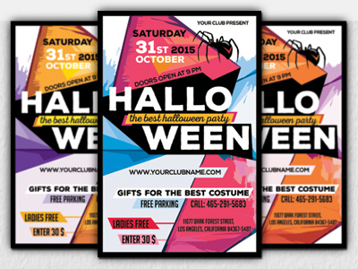 Halloween Party Flyer Template abstract abstraction colorful dance disco halloween modern night october party poster scary